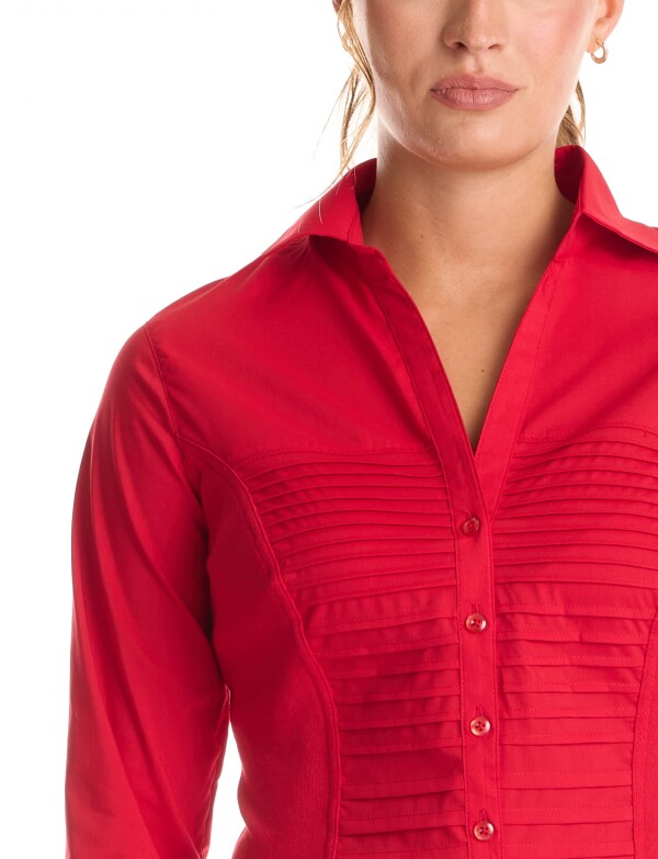 Camisa Stretch & Alforzas ROJO