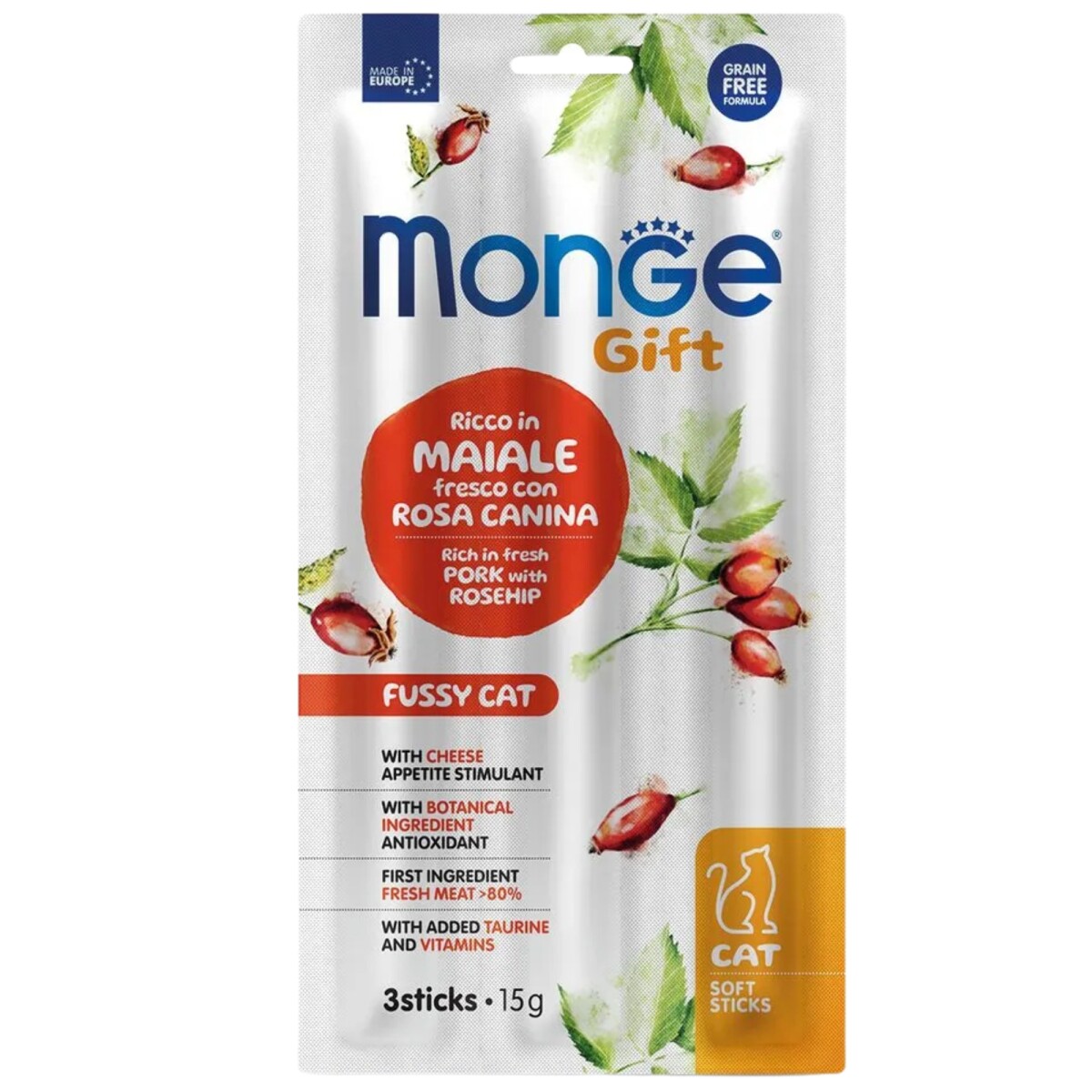 Monge Gift Soft Sticks Fussy Pork & Rosehip 15gr 