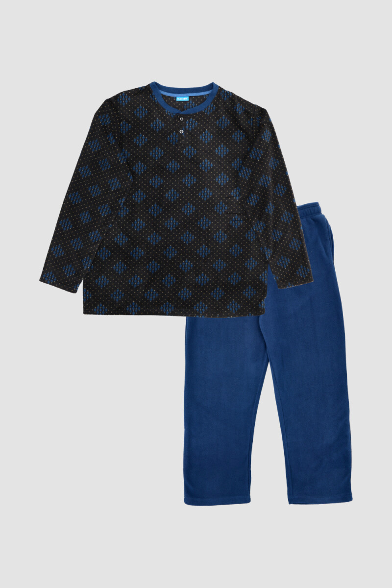 PIJAMA CON ROMBITOS - NEGRO 