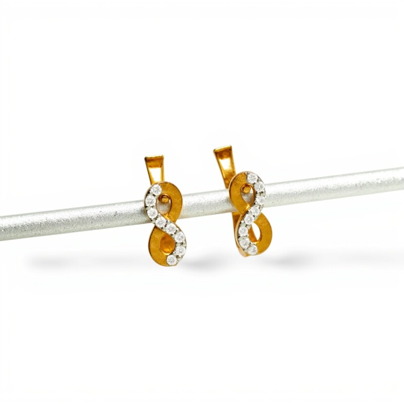 Caravanas aros infinitos oro- Oro bajo - Zirconia - CA8182 conpiedra