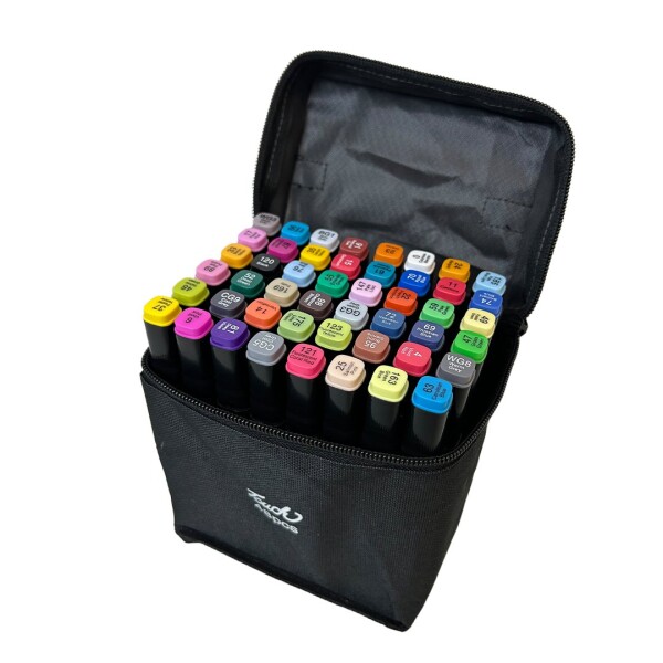 Set 48 Marcadores Resaltadores Doble Punta Touch + Estuche Variante Color Negro