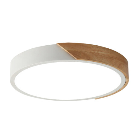 Plafón led circular de madera y aluminio blanco mate Luz neutra