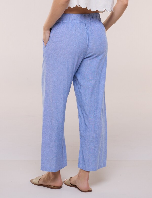 Pantalon Lino Crop CELESTE