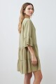 Vestido midi de lyocell verde oliva