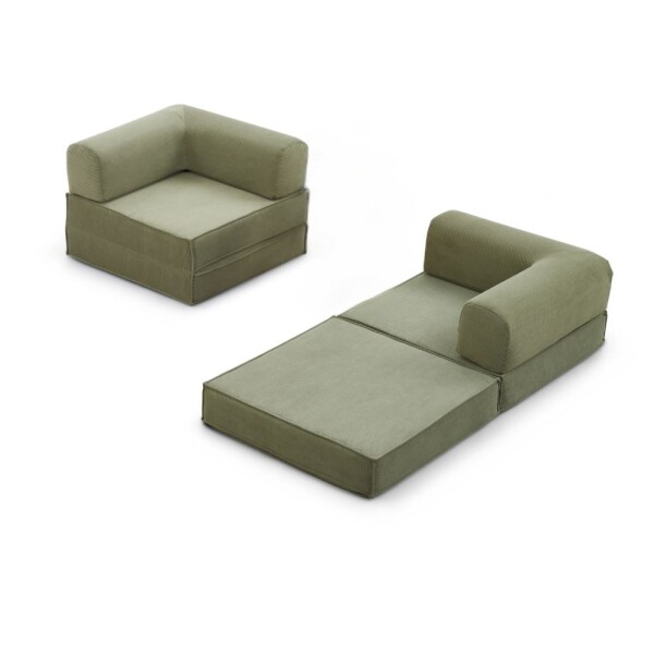Sofá Sillón Cama ComboHome Teddy Premium 3 Cuerpos Corderoy Verde 1