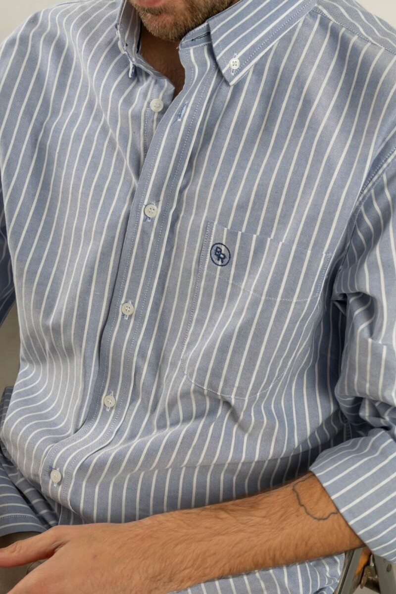 Camisa Oxford Rayada Brixton Butcher Azul