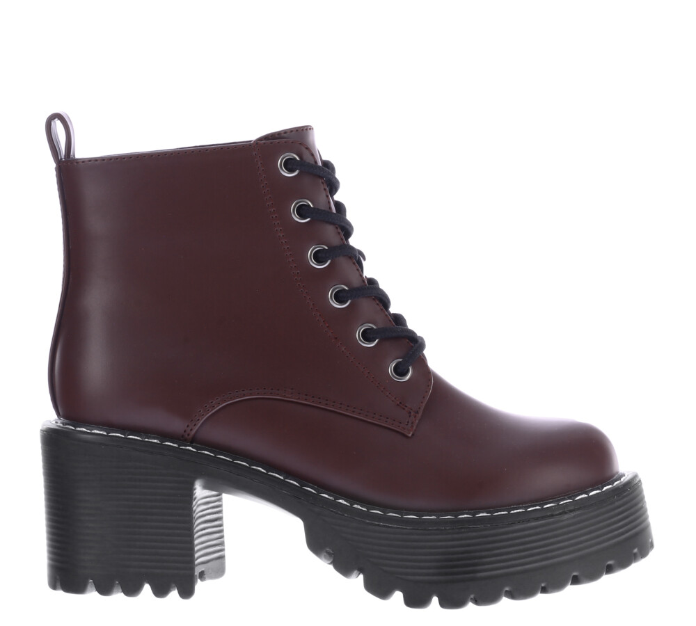 Bota BONNIE acordonada con taco y plataforma Bordeaux