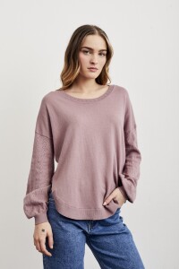 Sweater Manga Globo Rosa Viejo