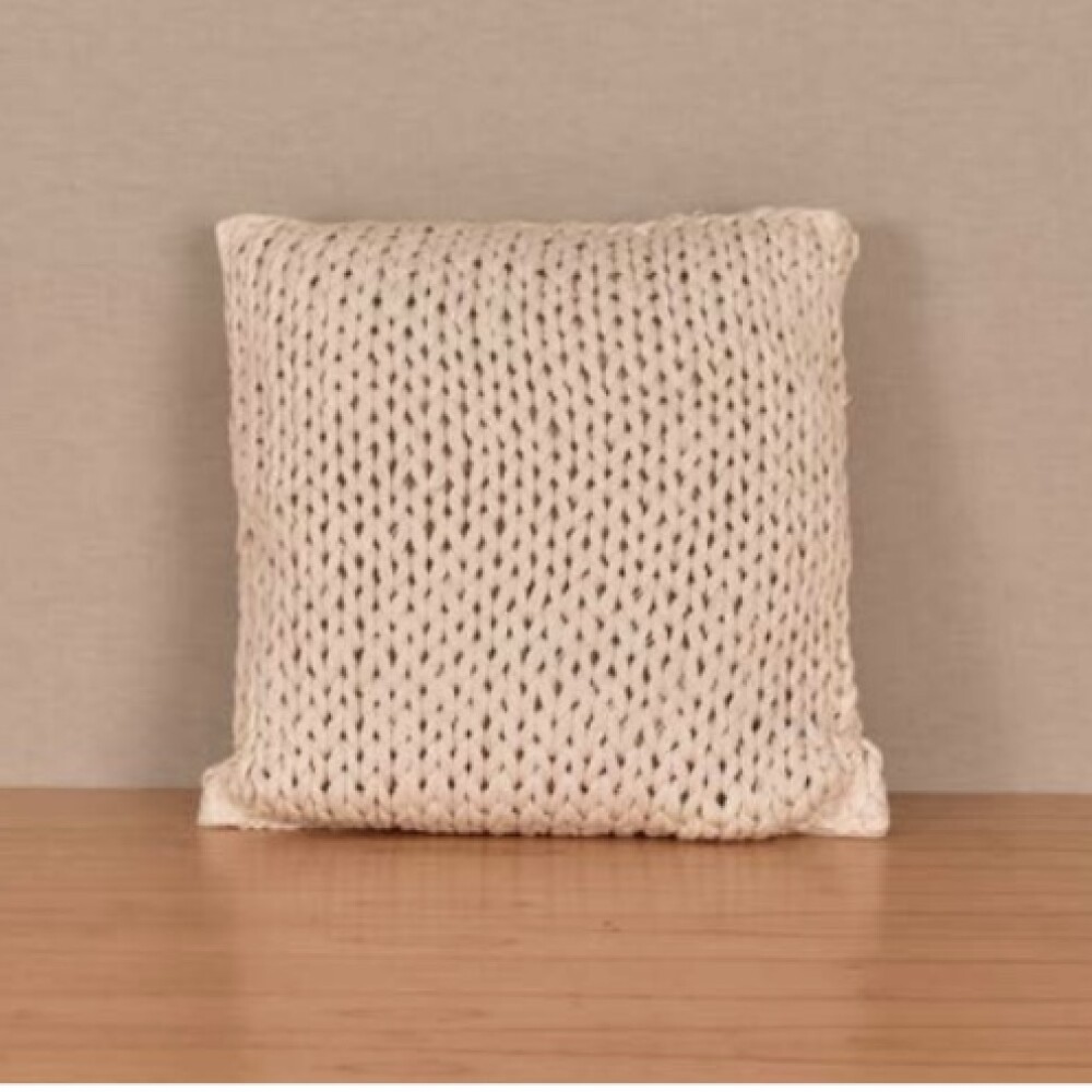 Almohadón Deco Tejido Doble Punto Merino Crudo