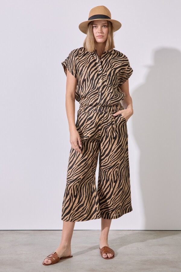 Pantalon Lino Wild NEGRO/BEIGE