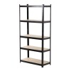 Estanteria Metálica con 5 Estantes Madera MDF 180x90x40cm Negro