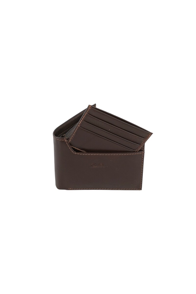 Billetera grande con tarjetero extraible Marron
