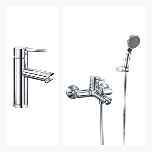 JUEGO DE GRIFERIA INCLUYE DUCHA EXTERIOR Y LAVATORIO BAJO LINEA DEERFIELD 000