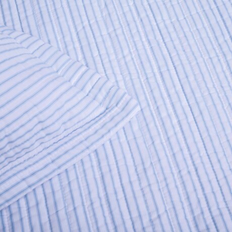 SET CUBRECAMA 2 PLAZAS ALGODON-Y-POLIESTER AZUL COTTON STRIPES AZUL BLANCO