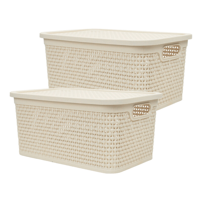 Set x2 Caja simil ratán 7,5 lts BEIGE
