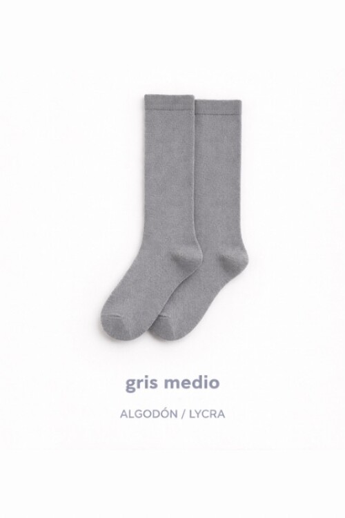Calcetín alto liso gris medio Gris