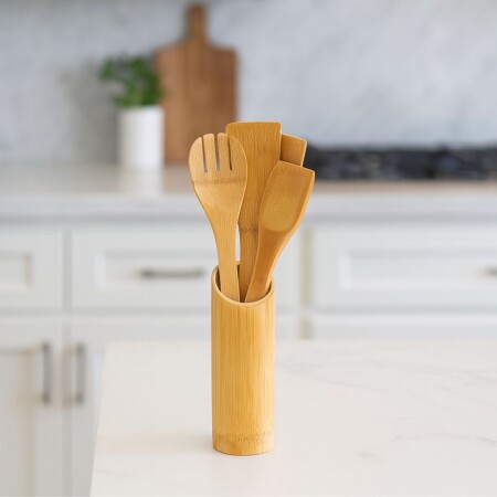 JUEGO MENAGE CON SOPORTE MADERA MARRON
