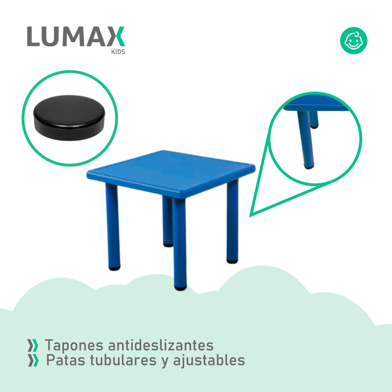 Pack Mesa Infantil Lumax Cuadrada + 4 Sillas Azul