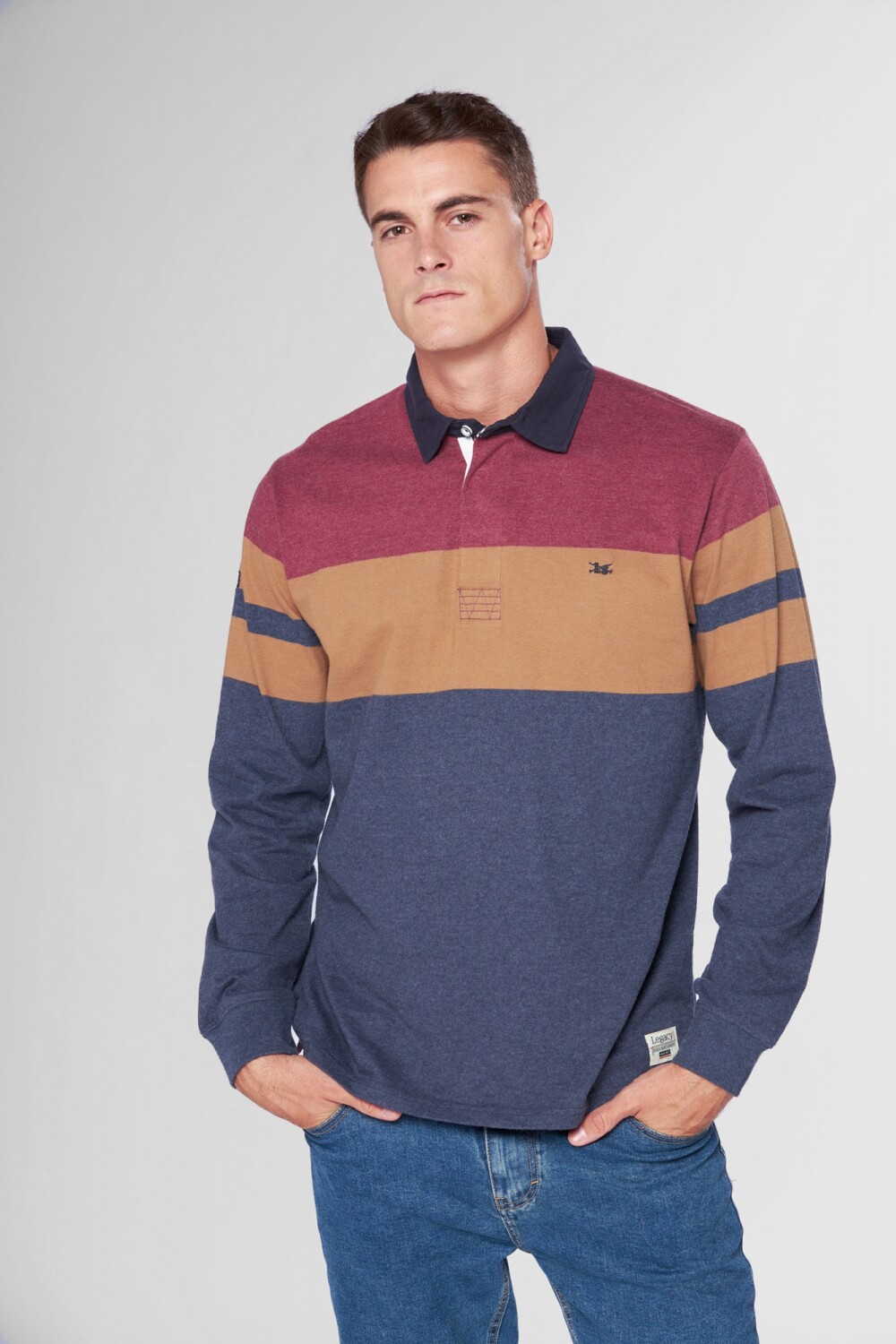 REMERA POLO RAYADA Bordo