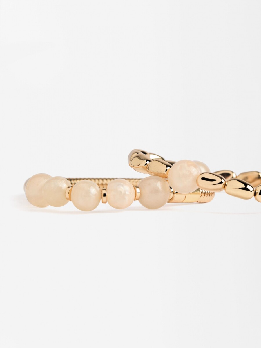 Set De Pulseras Elásticas Con Resina beige