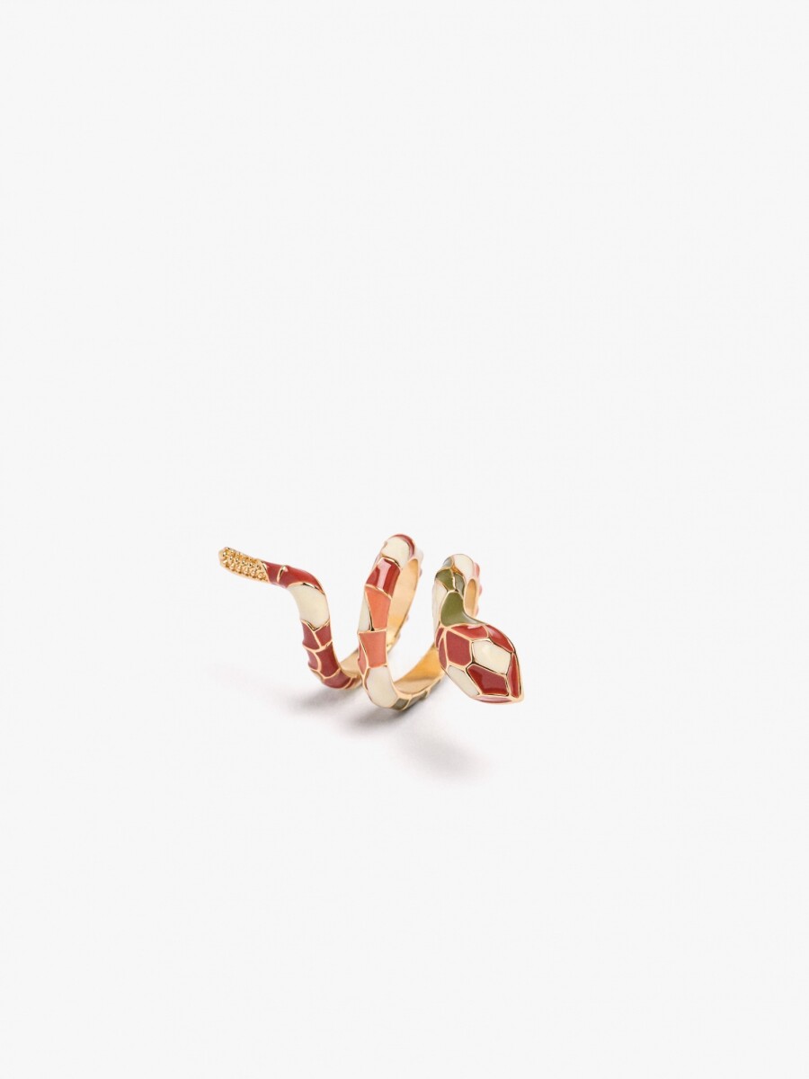 Anillo Cobra Con Esmalte multicolor