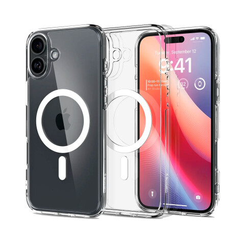 Spigen Funda Crystal Hybrid MagFit iPhone 16 - White Spigen Funda Crystal Hybrid MagFit iPhone 16 - White