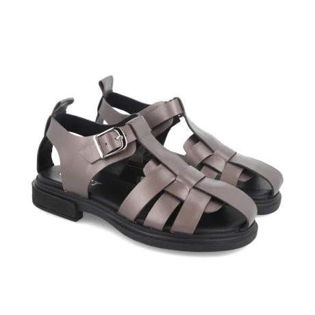 SANDALIAS VENET - CUERO NEREA PLATEADO