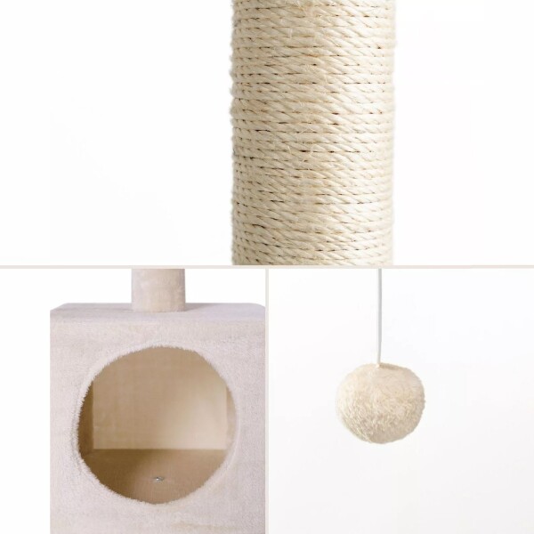 Rascador Torre 3 Niveles Felpa Y Sisal Para Gato Juego Color Variante Beige