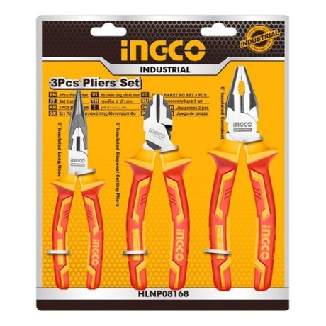 Set x3 pinzas Ingco con aislación para trabajo eléctrico Set x3 pinzas Ingco con aislación para trabajo eléctrico