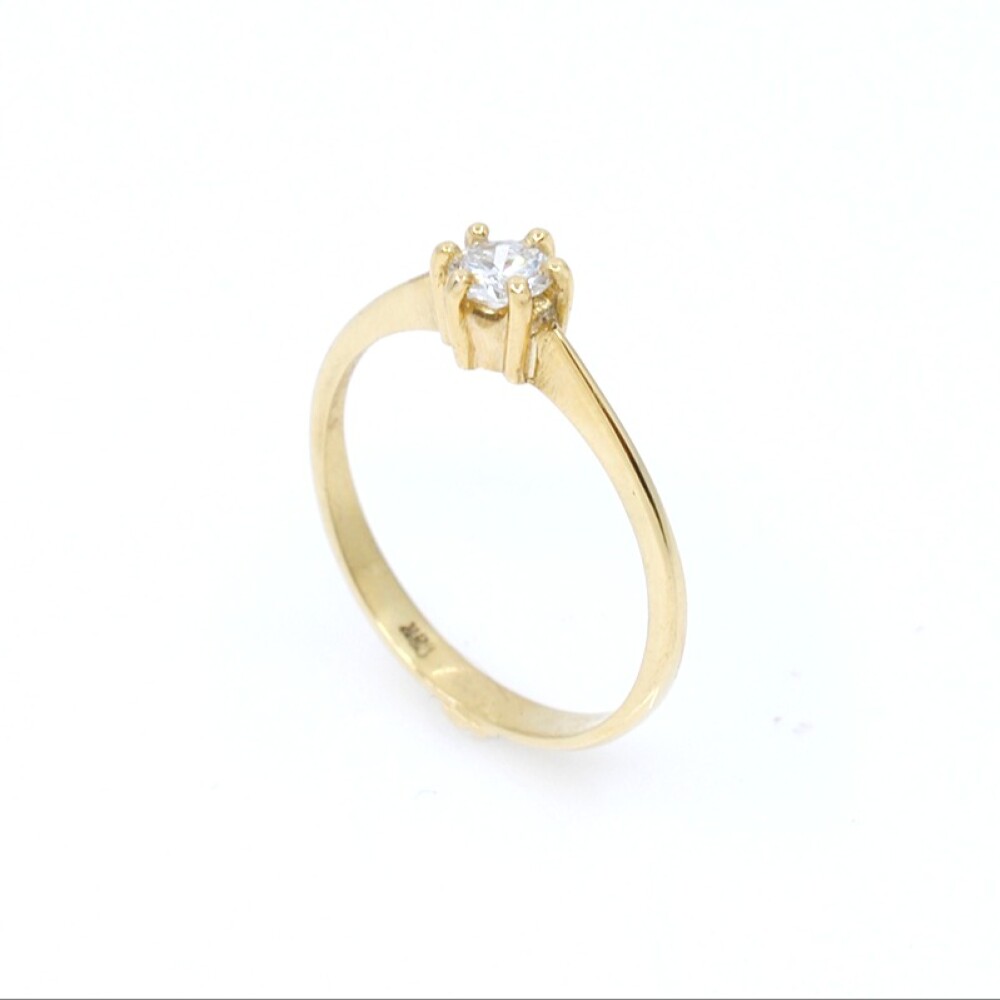 Anillo solitario en oro 18k engarce 6 puntas Anillo solitario en oro 18k engarce 6 puntas