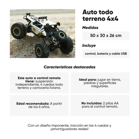 Auto todo terreno 4x4 a control remoto para niños Dorado