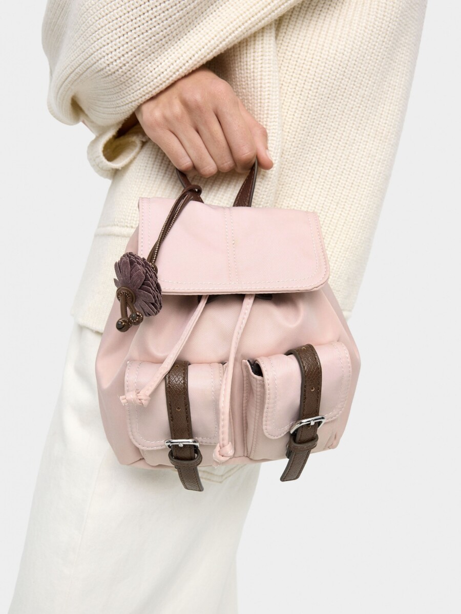 Mini Mochila De Nylon Con Colgante rosa