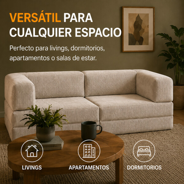 Sofá Sillón Cama ComboHome Teddy Premium 3 Cuerpos Corderoy Marrón 1
