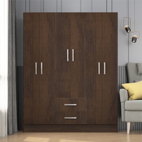 Ropero Armario 6 puertas 2 cajones con estantes y perchero 170 x 134 x 36 cm - Rustico Ropero Armario 6 puertas 2 cajones con estantes y perchero 170 x 134 x 36 cm - Rustico