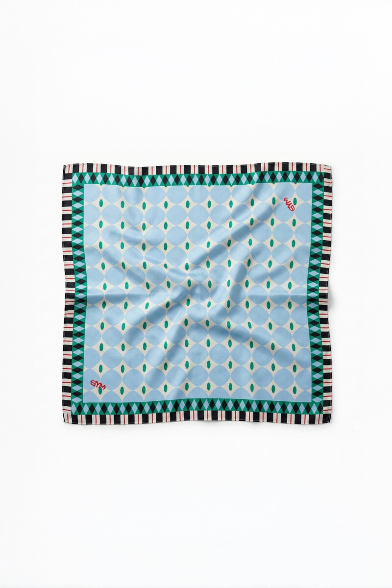 Pañuelo geométrico celeste