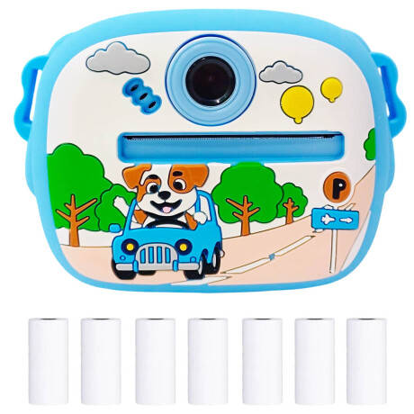 Cámara De Fotos Niño Impresora Instantánea + 6 rollos Celeste