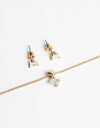 Bijouterie Set Strass Set De Aros Pasante Y Collar Con Cubic - Dorado
