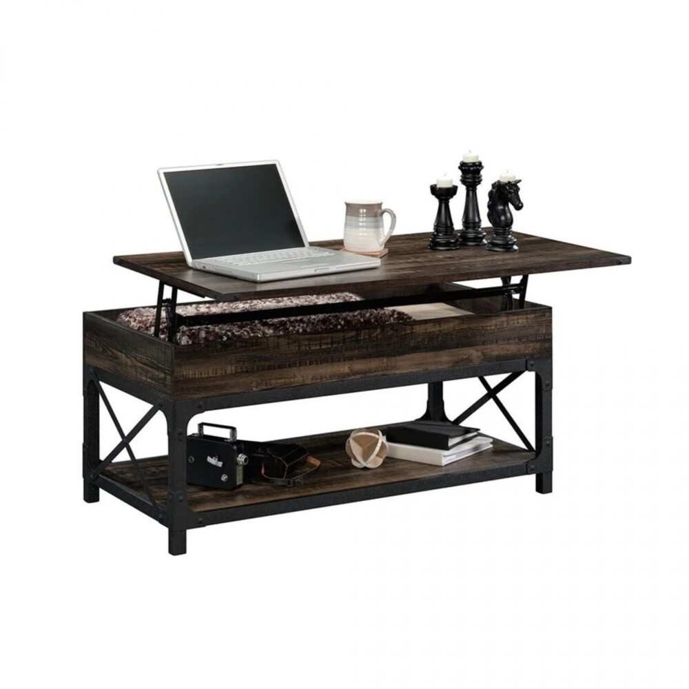 Mesa Ratona Articulada - Sauder - Linea Steel River Marrón Oscuro