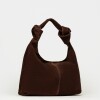 Cartera al hombro Juana en Cuero Gamuza Chocolate