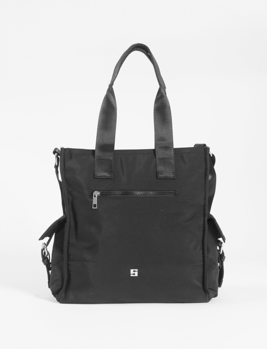 Bolso con bolsillos de tela - negro 