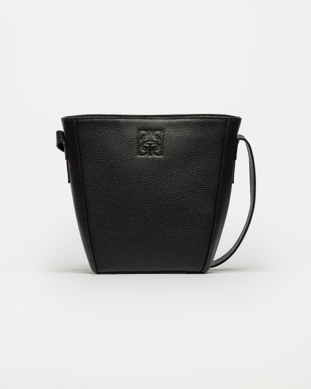 Cartera al Hombro Hana En Cuero Graneado Negro