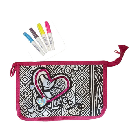 Cartuchera para pintar con 4 marcadores diseño corazón Cartuchera Para Pintar Con 4 Marcadores Diseño Corazón