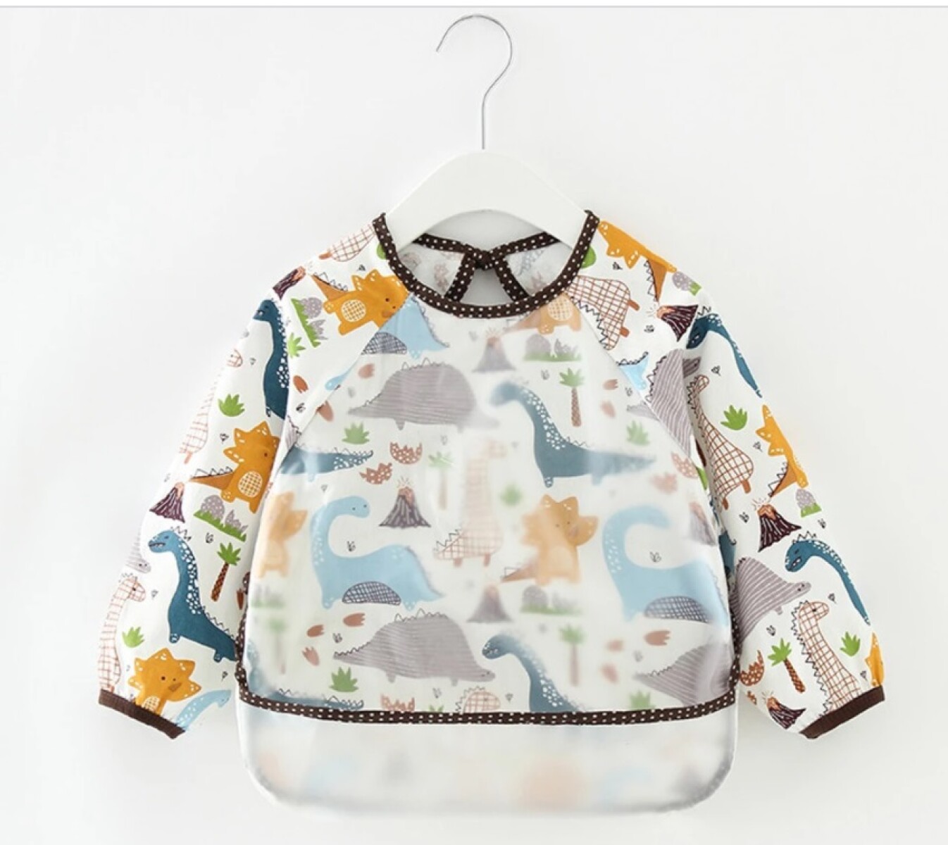 Babero con manga Little Ones - Dino Marron 