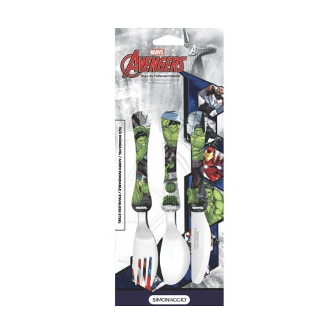 Set X3 Cubiertos Infantiles Simonaggio 15 cm Hulk