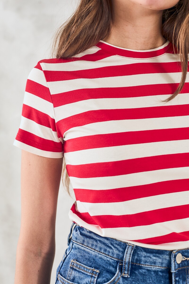 Remera Rayada Rojo