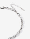 Collares Cortos Metal Collar Corto Eslabon Metálico. - Plateado Rodio