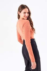 Remera Morley Con Botones Ladrillo