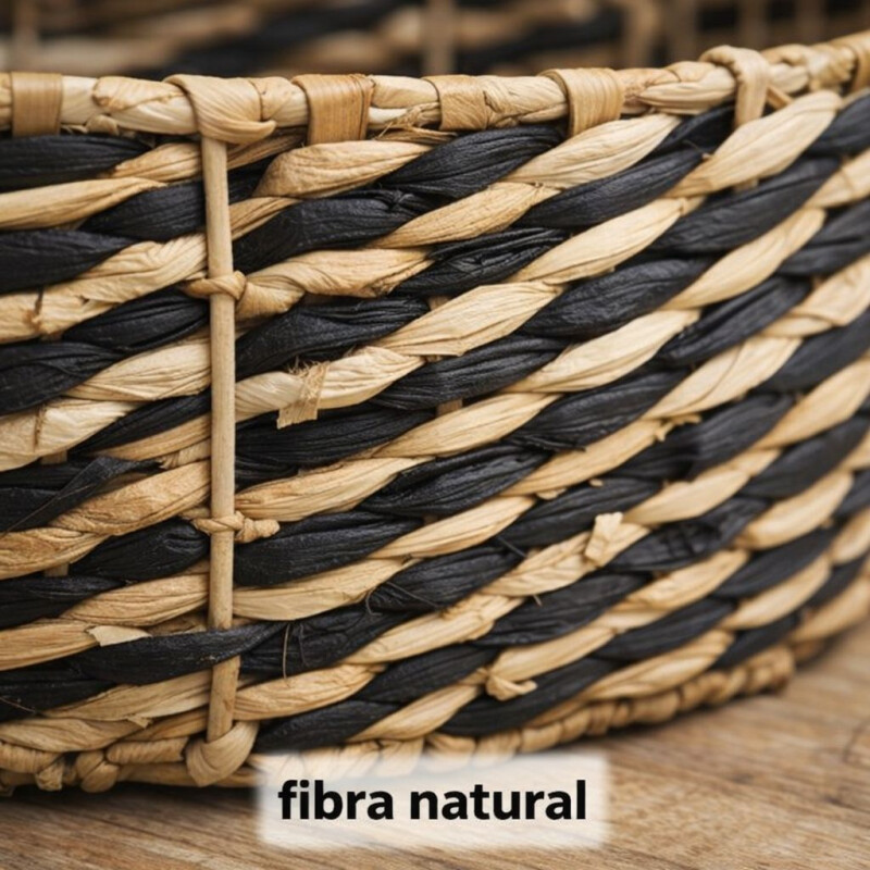 Canasta Decorativa Redonda De Fibra Natural - Mediana Canasta Decorativa Redonda De Fibra Natural - Mediana