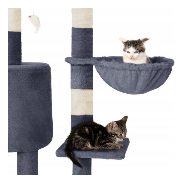 Rascador Torre 5 Niveles En Felpa Y Sisal Para Gato Juego Color Variante Gris Oscuro