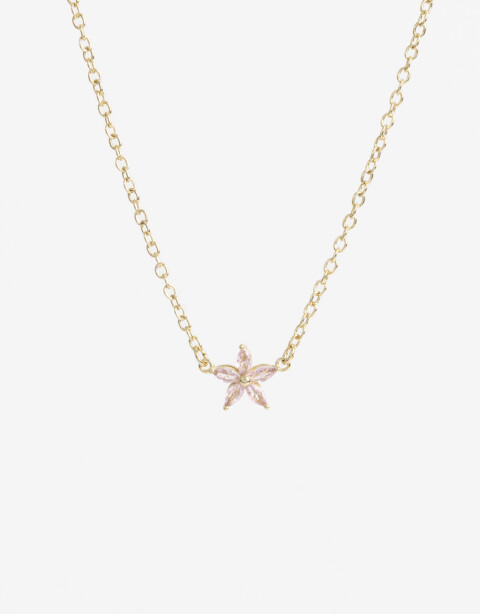 Cadena Corta con Dije Cubic zirconia Collar Con Dije Floral Cubic Dorado - Dorado